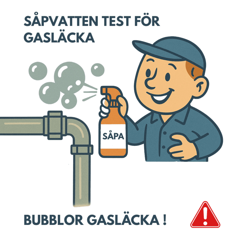 illustration över hur man testar efter gasläckor med såpa